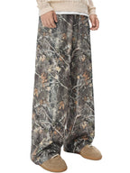 VIPWOLF Men's Baggy Camo Pants Y2K Letter Graphic Flared Sweatpants Drippy Streetwear Joggers Army Green Small