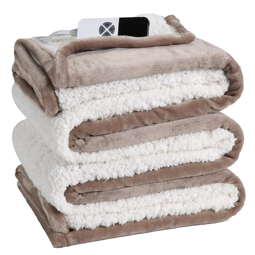 Coperta Elettrica Riscaldata Plaid con 5 Livelli di Riscaldamento e Spegnimento Automatico dopo 4 Ore, Plaid Riscaldato 50"x60" con Certificazione ETL e FCC per Casa e Ufficio, Lavabile in Lavatrice, Grigio Scuro