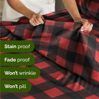 Komplet pościeli King Christmas Tree - Świąteczny wzór Xmas na lnie - Głębokie kieszenie - Dopasowany krój - 4 części - Bez zagnieceń - Wygodna i chłodząca świąteczna pościel zimowa - Łatwa w pielęgnacji - Przyjazna dzieciom