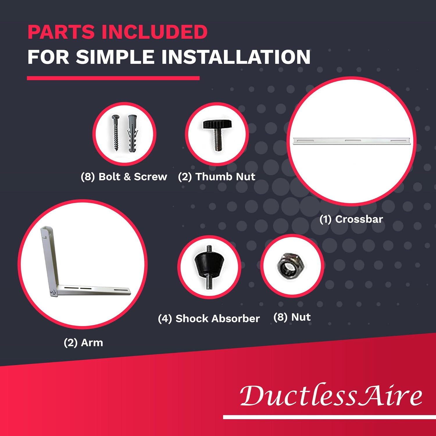 DuctlessAire Outdoor Wall Bracket - Mini Split Mounting Bracket - Ductless Air Conditioner Wall Mount - Mini Split AC/Heating System Accessories for Window AC, HVAC, Heat Pump & More (9000-36000 BTU)