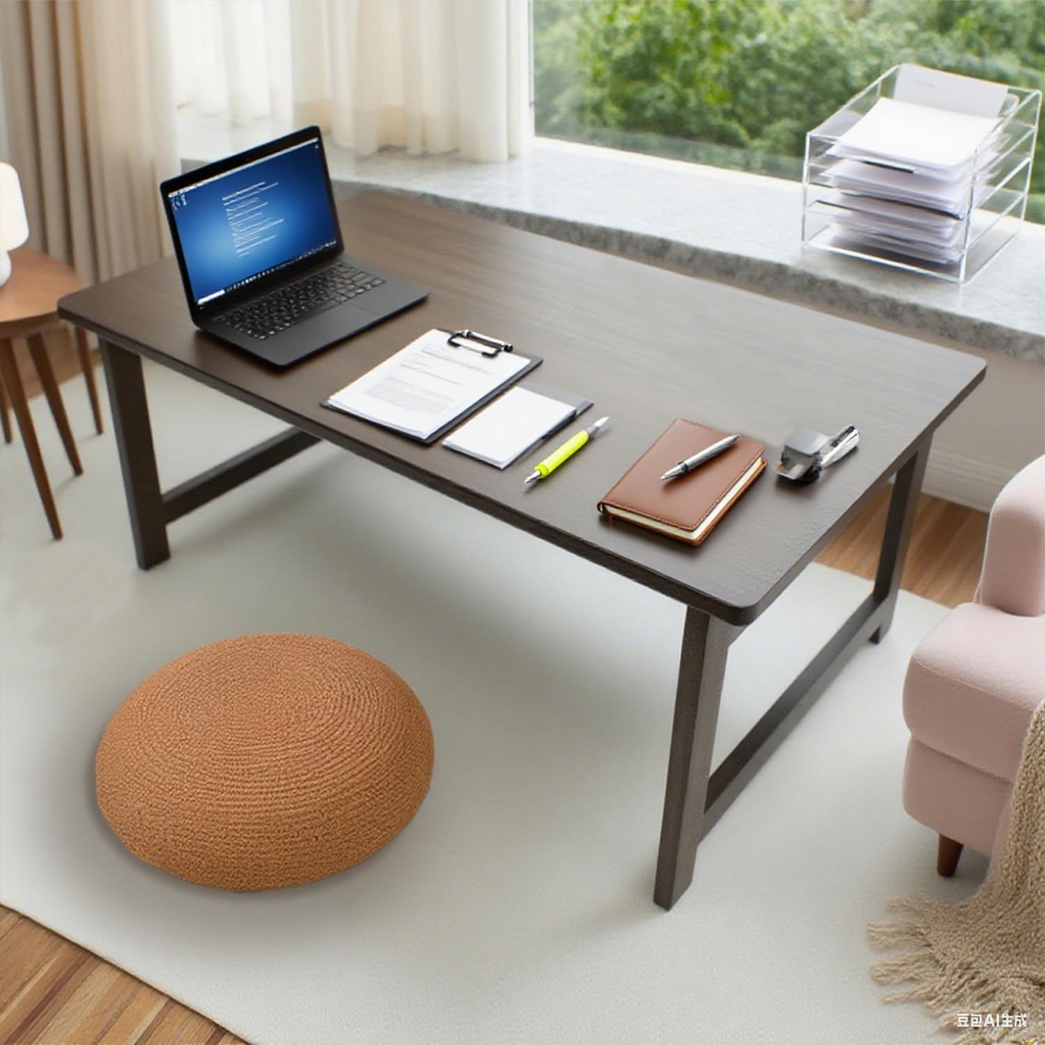 Japanese Folding Floor Table Foldable Coffee Tables Wood Low Tables Versatile for Sitting Dining Table Tea Tatami Desk No Assembly Unique (31.5 * 19.7 * 11.8 inch)