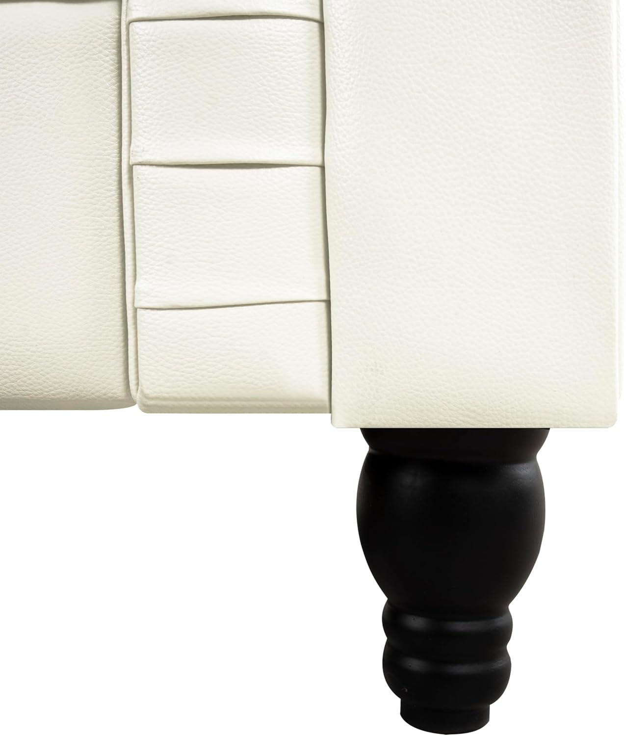 Emery Chesterfield 3 Piece Living Room Sectional Sofa Set Rolled Arms, Tufted Cushion Sofas for Living Room Set Includes Sofa, Loveseat Couch, Accent Arm Chair / Easy Tool-Free Assembly – Off White