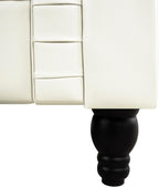 Emery Chesterfield 3 Piece Living Room Sectional Sofa Set Rolled Arms, Tufted Cushion Sofas for Living Room Set Includes Sofa, Loveseat Couch, Accent Arm Chair / Easy Tool-Free Assembly – Off White