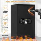 4.1 Cuft Fireproof Safe For Home Documents, Safe Box Fireproof Waterproof, Security Document Safes With Keypad Key Lock, Silent Mode, Removable Shelf, Large Digital Combination Safe For Money Jewelry