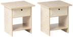 Furinno Andrey Set of 2 End Table / Side Table / Night Stand / Bedside Table with Bin Drawer, French Oak Grey