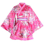 Kimono Costume Adult Japanese Geisha Floral Patten Gown Blossom Bathrobe Sleepwear With Obi Belt