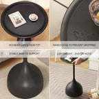Side Coffee Table Set, Living Room Small Round End Table, Metal Nesting Tables Pedestal Tables Sofa Side and Bedside Console Table, Matt Black (Black)