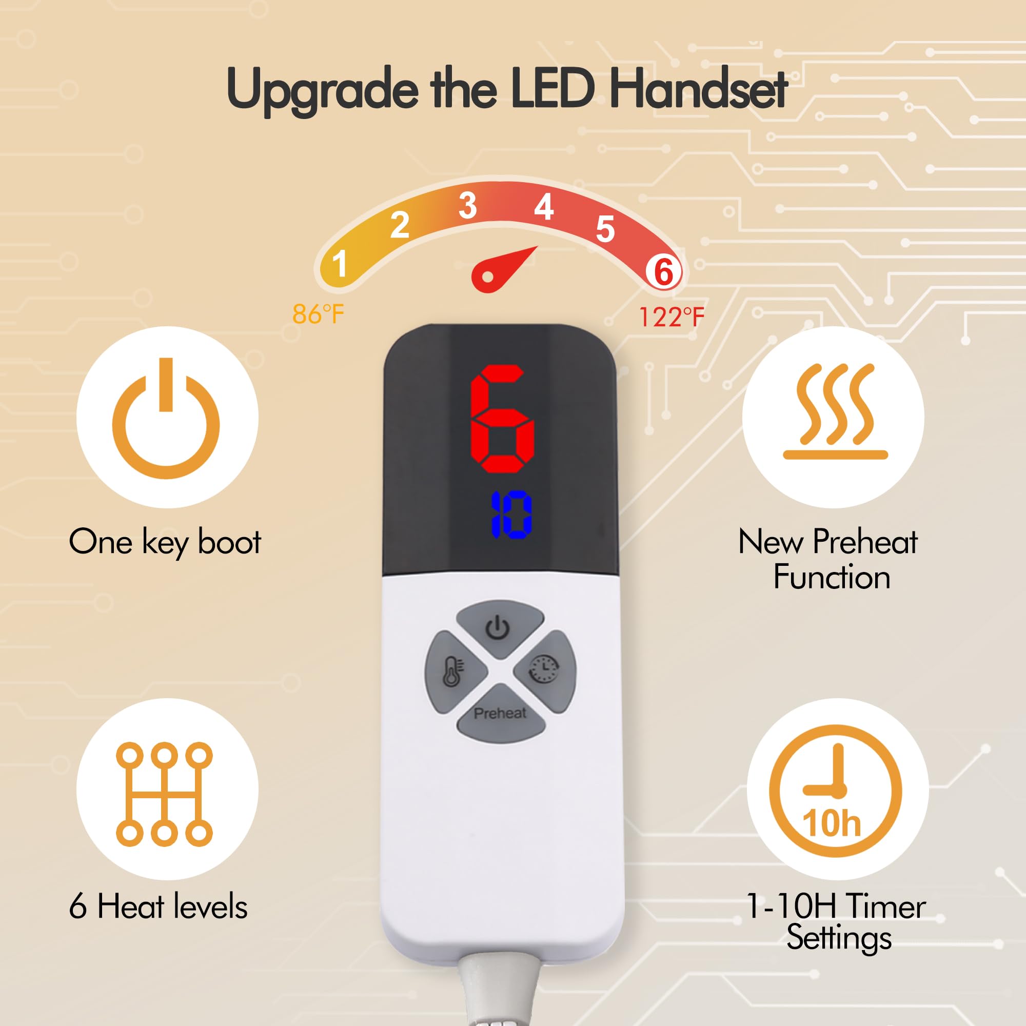 Coperta Elettrica Riscaldata Plaid con 5 Livelli di Riscaldamento e Spegnimento Automatico dopo 4 Ore, Plaid Riscaldato 50"x60" con Certificazione ETL e FCC per Casa e Ufficio, Lavabile in Lavatrice, Grigio Scuro