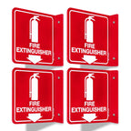 T&R Fire Extinguisher Sign, Fire Extinguisher with Down Arrow - 8 Pack - 6 x 6 Inches Acrylic, 2 pre-drilled holes, Includes Matching Screws, Use for Home Office/Business