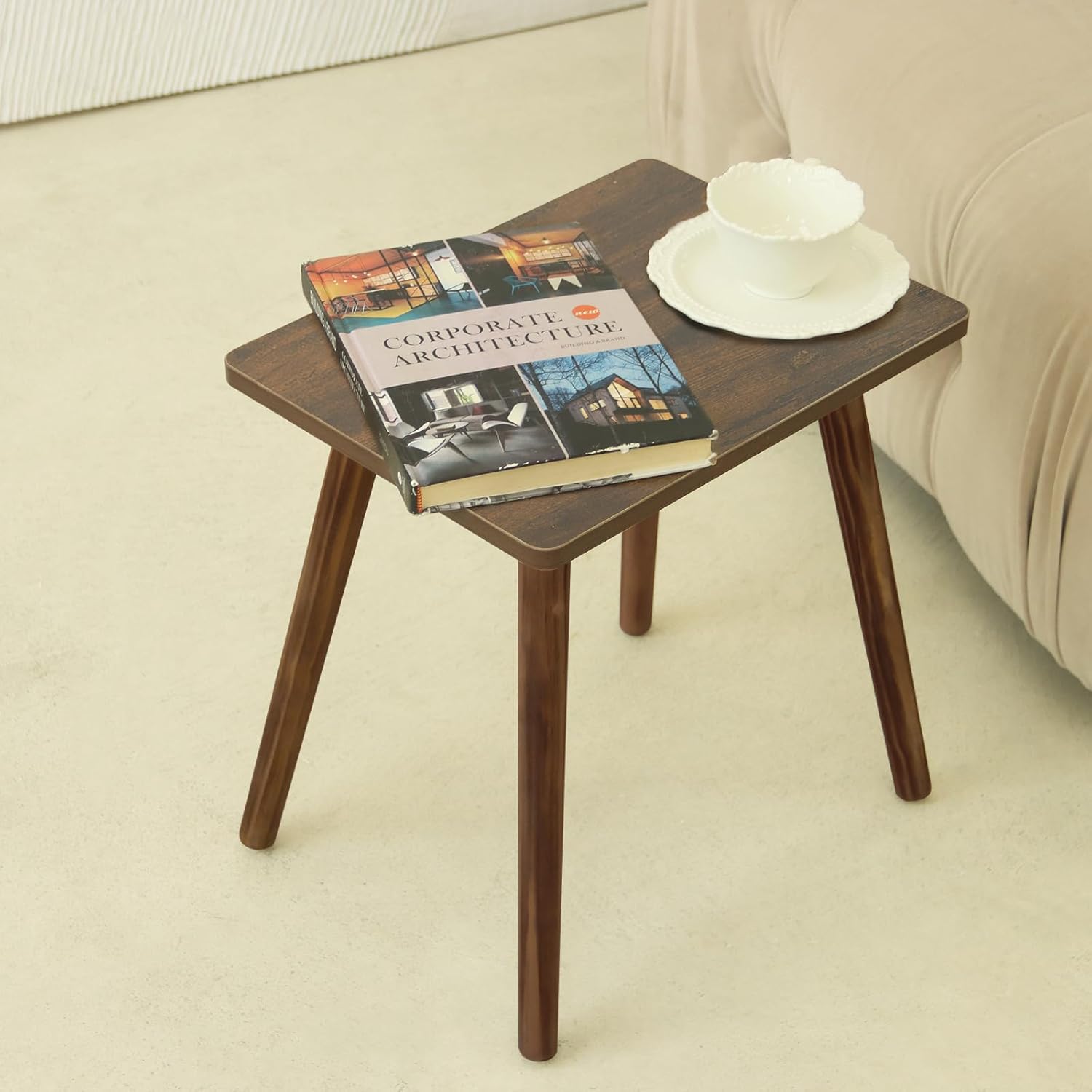 AWASEN Side Table, Small Wood End Table Living Room, Mini Bed Side Table Modern Accent Nightstand with Solid Wood for Bedroom Office Small Spaces, Rustic Brown
