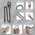 Ahiller pungkæde til mænd, låsbar karabinhage med wolframstålspids, kraftig kæde til nøgle og lomme, bæltekæder (DK-keyclip-Black-1PCS)