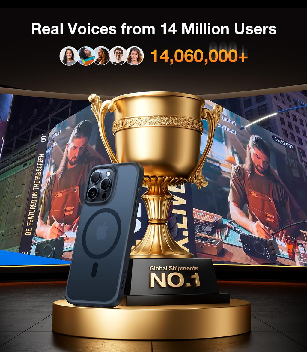 TORRAS Magnetic for iPhone 13 Pro Max Case [Military Grade Drop Tested] [Compatible with MagSafe] Translucent Hard PC Soft Slim Tough Anti-Fingerprint Case for iPhone 13 Pro Max Phone Case, Black