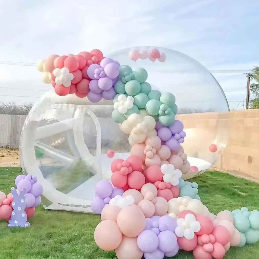 10FT aufblasbare Bubble-Haus-Kuppel für Kinder, klares PVC aufblasbares Bubble-Haus-Zelt mit Tunnel, Bubble-Ballon-Haus mit 800W Luftgebläse, 600W Luftpumpe mit 50 Ballons aufblasbare Kuppel für Party