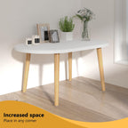 Oval Coffee Table Low Table with 4 Solid Wood Sturdy Legs, Floor Table Desk for Sitting on The Floor, Storage and Living Room Furniture (White)