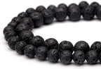 Youngbling Natural Gemstone Beads for Jewelry Making,8mm Black Lava Polished Round Smooth Stone Beads,Genuine Real Stone Beads for Bracelet Necklace 15 Inch(Black Lava,8mm)