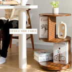 KAYMILY Living Room Side Table, Office Round Bookshelf End Table, Bedroom Mid Century Modern Nightstands, Contemporary Accent Tables - Easy Assembly - MDF Wood - Stationary - Walnut