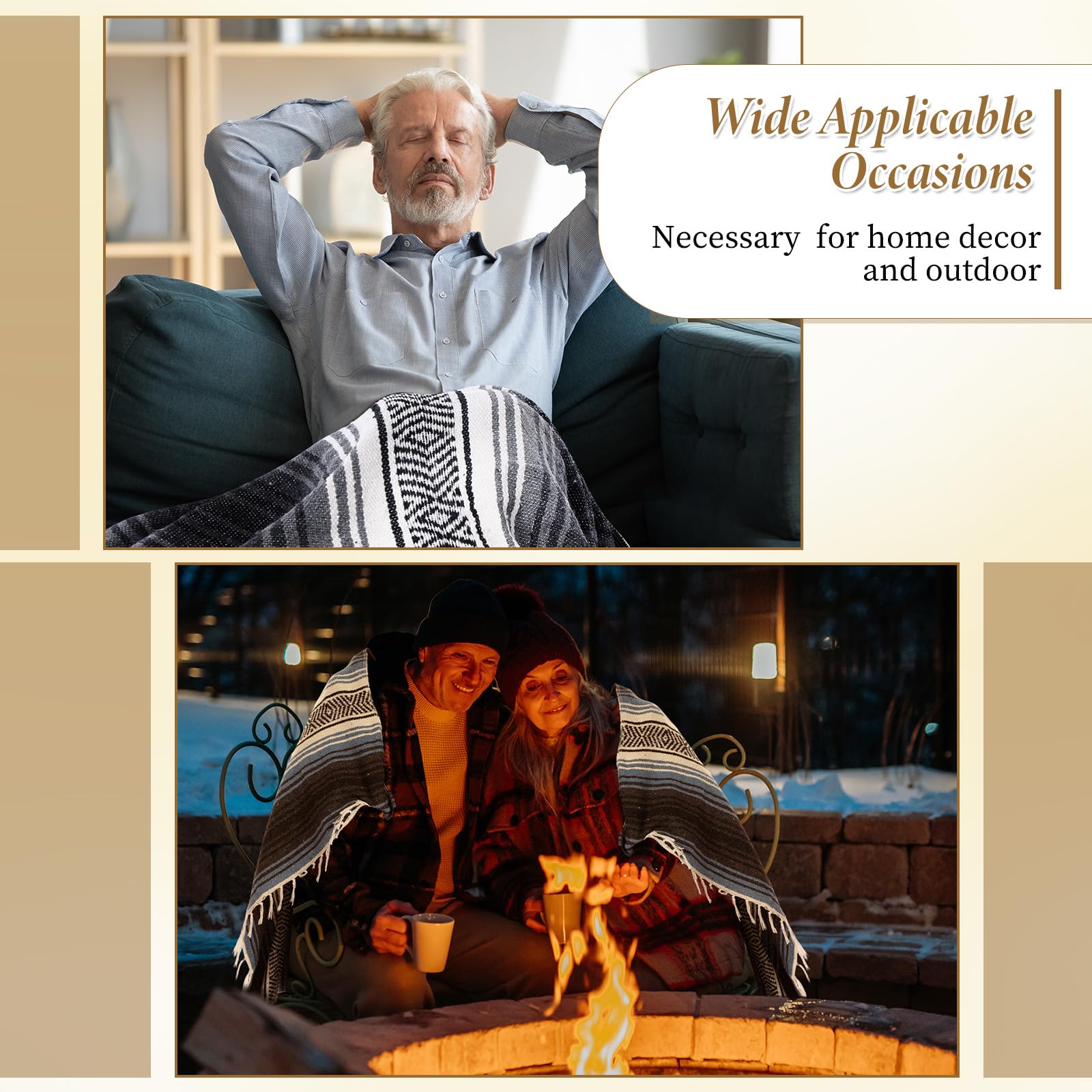 Preboun 10 Stück Mexikanische Decke im Großpack, authentisch gewebte Yoga-Decke, große Picknick- und Campingdecke, bunter gestreifter Serape für Strand, Outdoor, Gras, Auto, Zuhause (gemischte Farben)