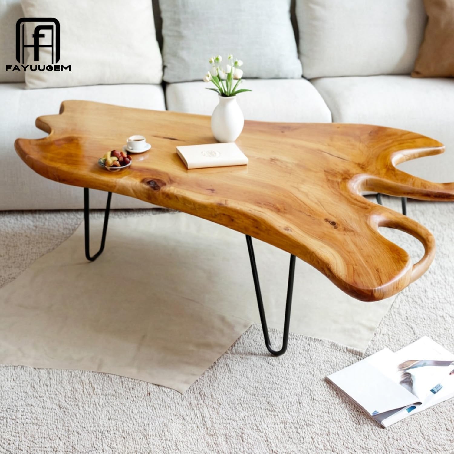 Wood Coffee Table - Live Edge Coffee Table - Natural Wooden Coffee Tables for Living Room