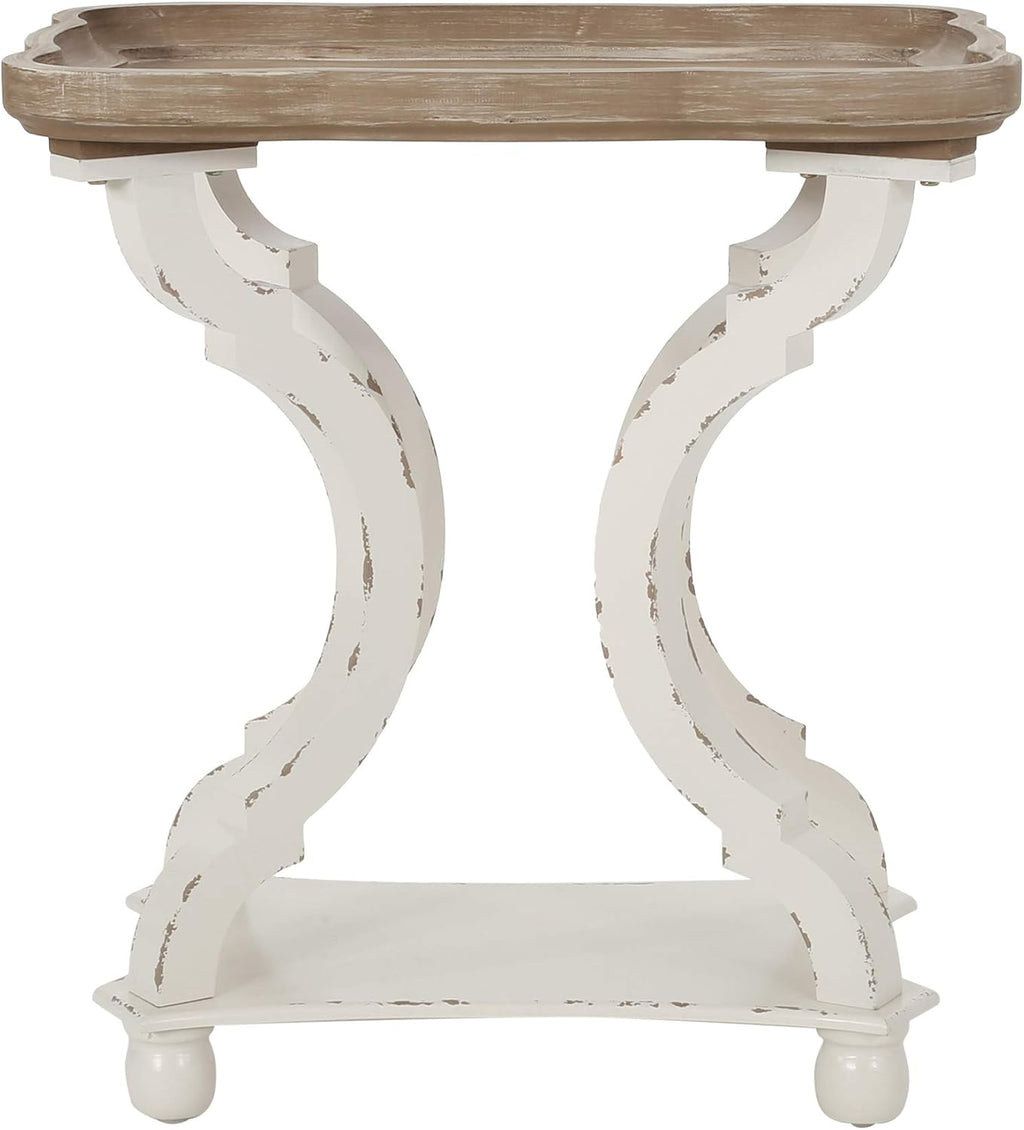 Christopher Knight Home Esther French Country Accent Table with Rectangular Top, Natural + Distressed White