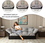 74.8" Queen Pull Out Sofa Bed, Luxury Velvet Convertible Sleeper Couch Futon, Comfy Cloud Pullout Couches,Loveseat Recliner for Living Room Office RV Small Places (Grey, 74.8'')