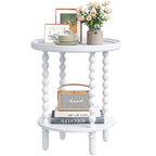 Gadroad Round End Table with Storage Shelf, 2 Tier Couch Side Table, Wood Coffee Table for Living Room, Bedroom, Black 19.3 * 19.3 * 25.6 inches