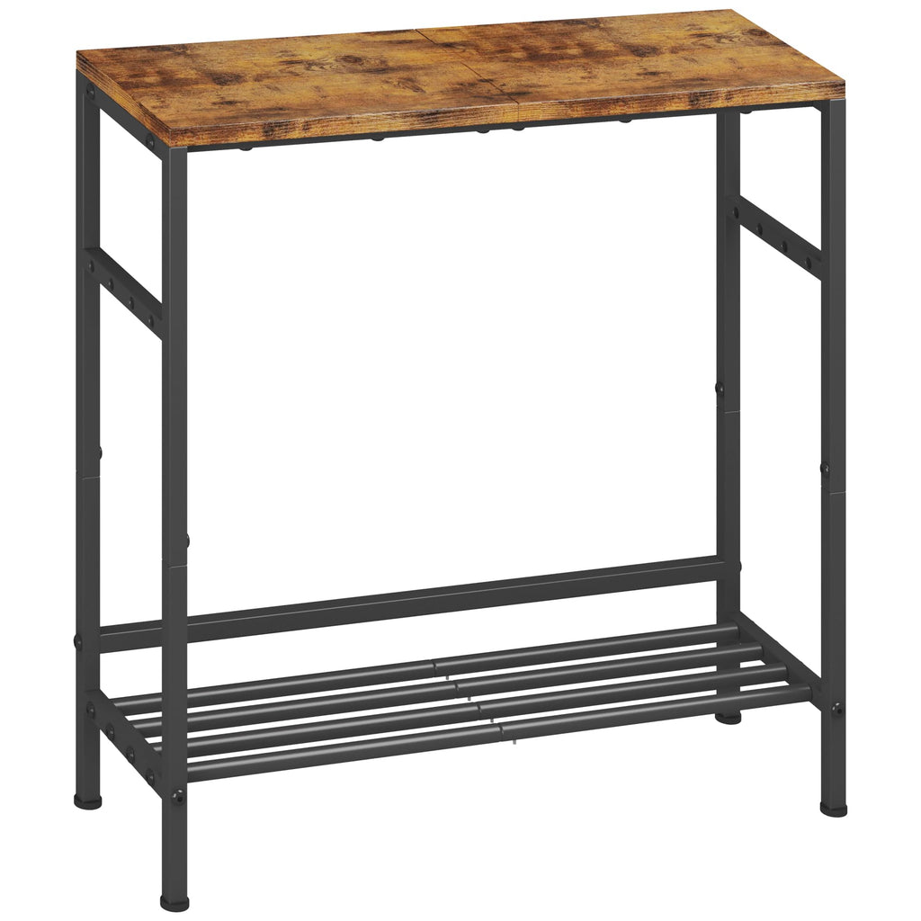 Entryway Table 31.5" Width, 2-Tier Console Table with Adjustable Shelves, Industrial Sofa Table with Storage, Foyer Tables for Entryway, Hallway, Kitchen, Living Room and Bedroom, Light Coffee