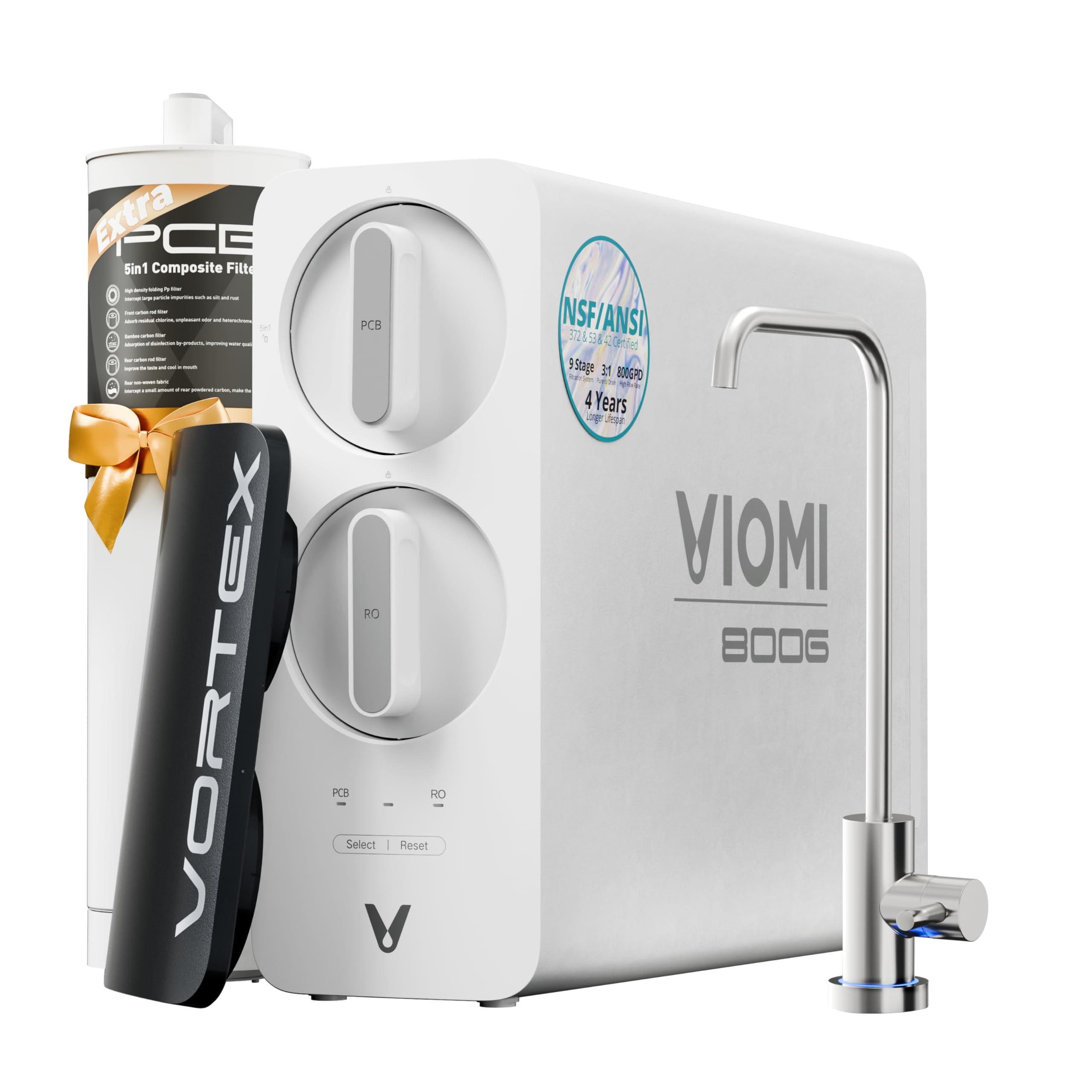 VIOMI® RO Water Filtration System, 9 Stage Reverse Osmosis Water Filter, 600GPD, NSF/ANSI 372&53&42 Certified, 3:1 Tankless Reverse Osmosis System Under Sink with Faucet,TDS PFOS&PFOA Reduce