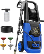 Pressure Washer, 5000PSI Max 3.2GPM Power Washer Adjustable Touch Screen with 35FT Power Cord, 20FT Hose, 4 Nozzles for Driveways Furniture or Cars, Blue