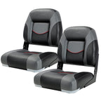 Premium Marine A Pair of Low Back Folding Boat Seat, Fishing Marine Seats with Stainless Steel Screws, Charcoal/Black(2 Seats)