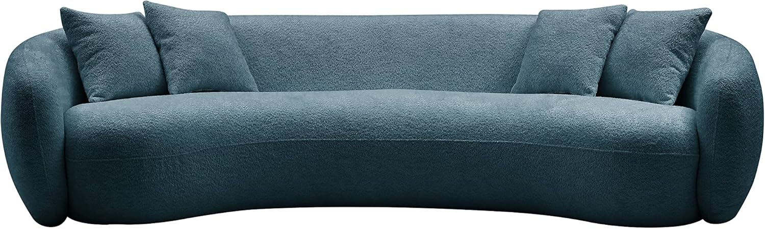 Modern 5 Seats Curved Sofa Oversized Half-Moon Sofa&Couch, Beautiful Freestanding Sofa Comfy Teddy Fleece Boucle Leisure Sofa Couch with 4 Big Pillows for Home Office Apartment Living Room