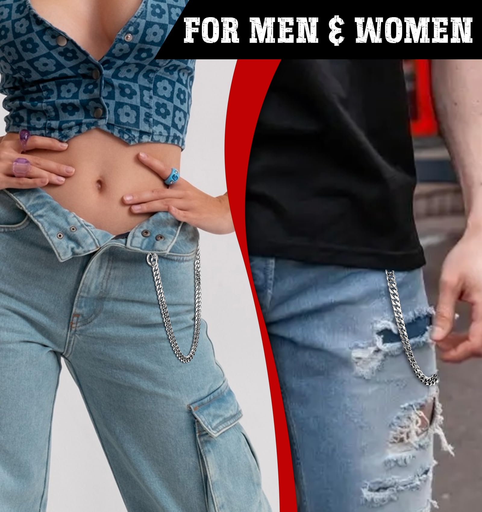 Pants Chain for Men, Wallet Chain for Men Women Boy Girl, Pants Jean Biker Motorcycle Trucker Punk Hip Hop Keyholder