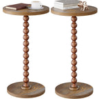 Round Side Table, Drink Table for Small Spaces, Modern Accent Nightstand with Rubberwood Leg for Living Room, Bedroom, Corners, and Office (Brown)