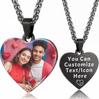 Picture Necklace Personalized Photo, Custom Necklace for Men Customized Engraved Necklace with Photo Text Memorial Gifts for Women Dad Mom