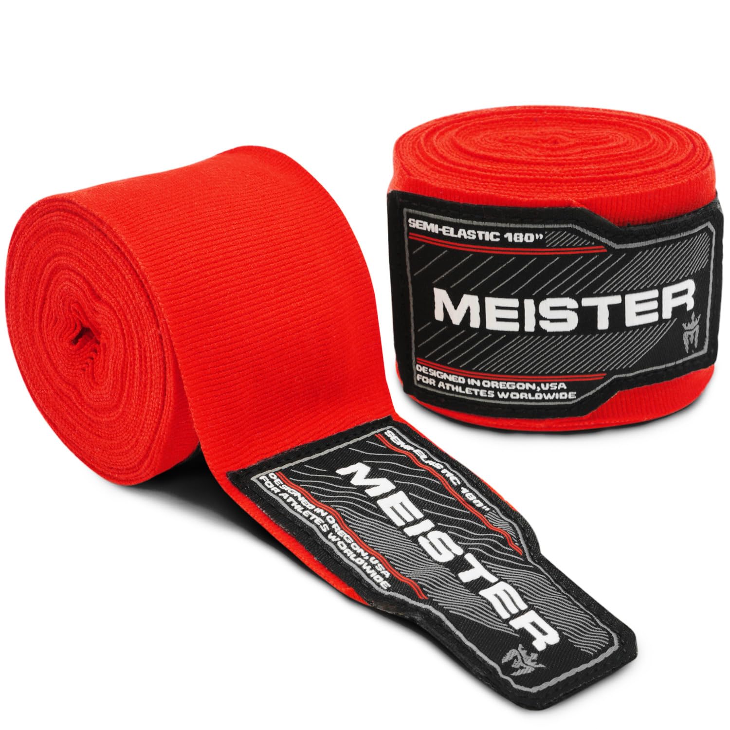 Meister Adult 180" Semi-Elastic Hand Wraps for MMA & Boxing (Pair)