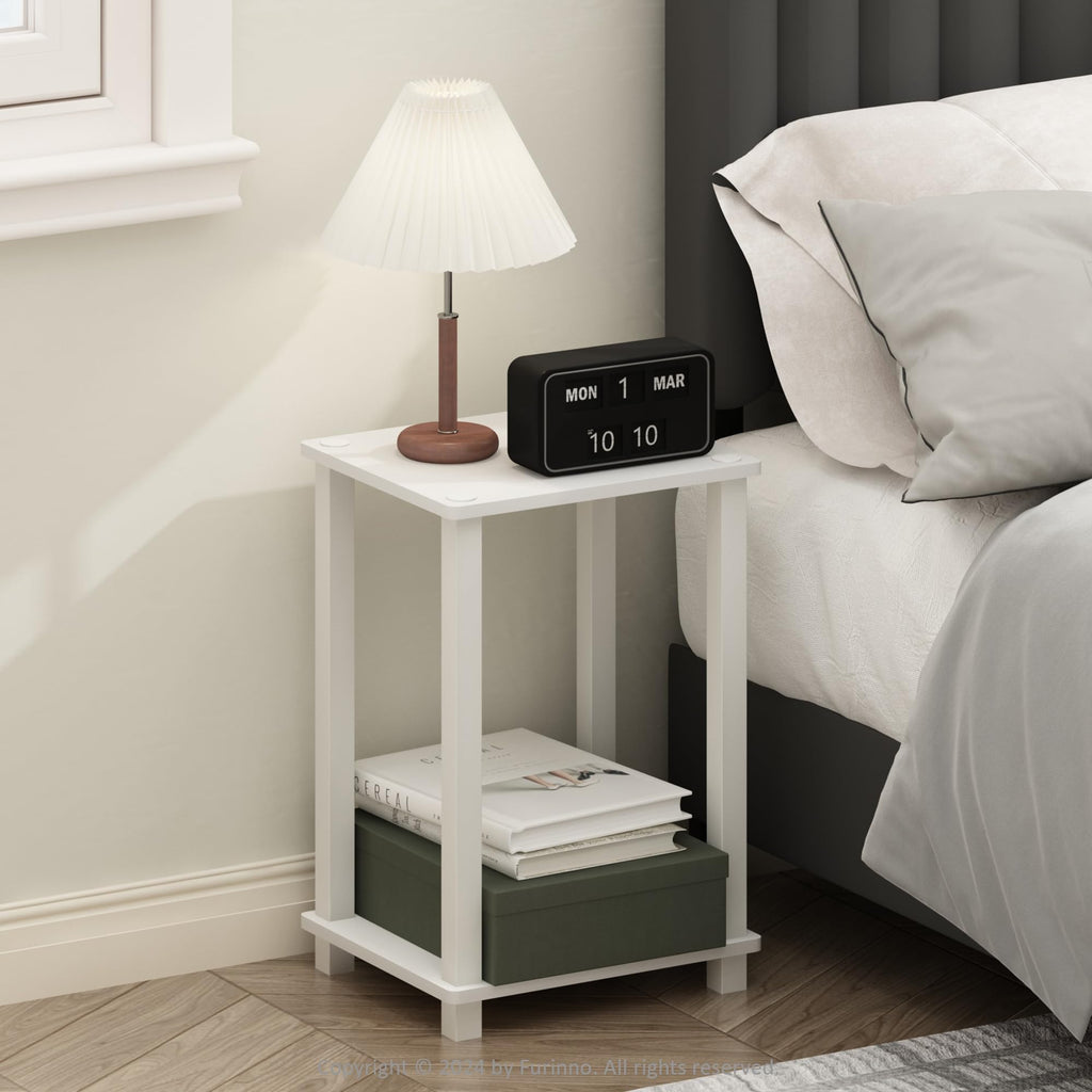Furinno Just 3-Tier Turn-N-Tube Nightstand, 2-Pack, Columbia Walnut/Black