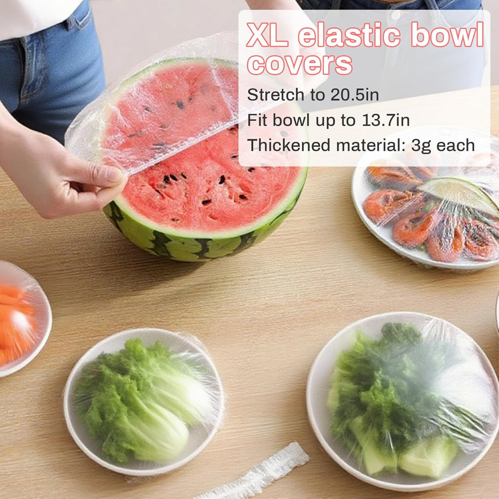 MAQIHAN 100 Bowl Covers Bread Proofing - Extra Large Plastic Wrap for Food Sourdough Bread Baking Rising Elastic Reusable Plate Covers Outdoor Food Fresh Keeping Bags Shower Cap Hair Deep Conditioning