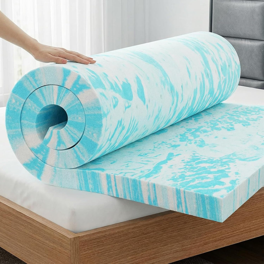 OLIXIS Gel Memory Foam Mattress Topper, Twin 2 Inch, Cooling Gel Infused Soft Comfy Breathable, Pressure-Relieving, CertiPUR-US Certified