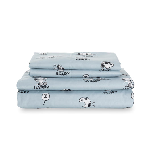 Berkshire Blanket Peanuts® Kids Sheet Set, Full Size - 4 Pieces, Peanuts® Mini Poses and Paws Grey, Cute Character Snoopy Printed Soft Microfiber Bed Sheets