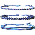 Handmade Natural Stone Beaded Healing Bracelet Gift for Men Adjustable Rope String Bracelet (Lava Rock, Adjustable)