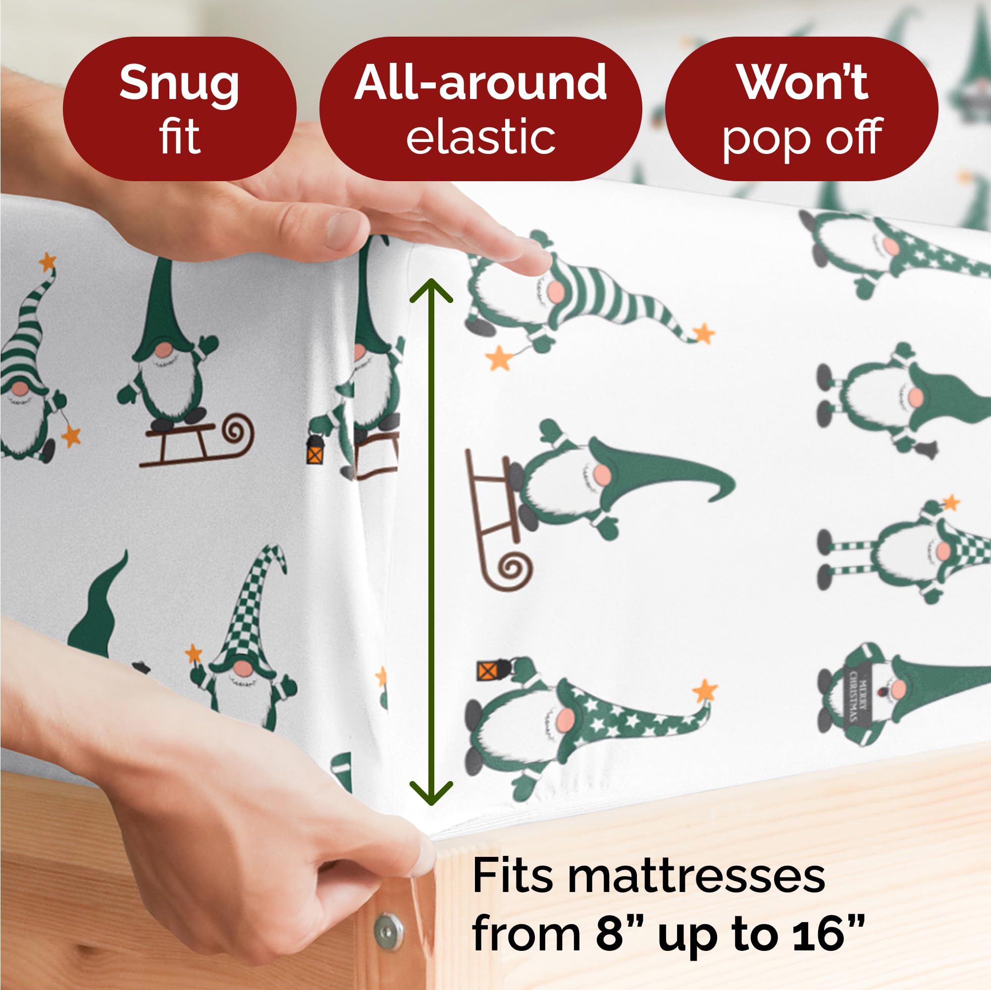 Komplet pościeli King Christmas Tree - Świąteczny wzór Xmas na lnie - Głębokie kieszenie - Dopasowany krój - 4 części - Bez zagnieceń - Wygodna i chłodząca świąteczna pościel zimowa - Łatwa w pielęgnacji - Przyjazna dzieciom