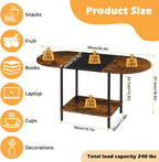 ETELI Small Round Coffee Tables for Small Space Farmhouse Oval Coffee Table with 2-Tier Storage Shelf Circle Center Tea Table for Living
