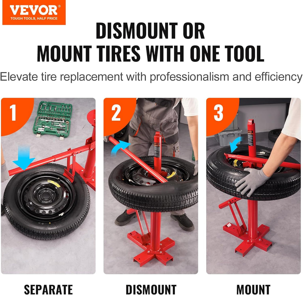 VEVOR Manual Tire Changer, Portable Hand Bead Breaker Mounting Tool for 8"-16" Tires, Compatible with Car Truck Trailer, Tire Mounting Machine for Home Garage Small Auto Shop