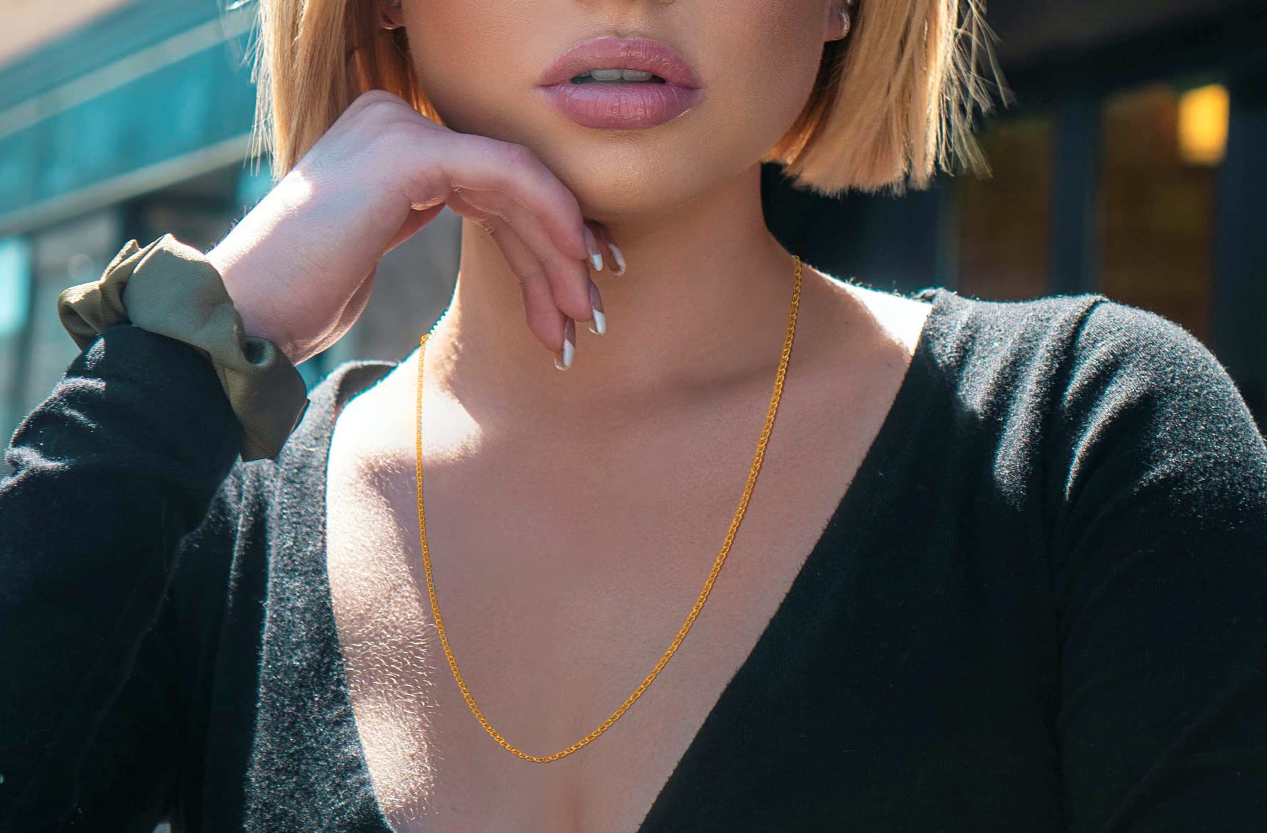 Savlano Corrente Colar Italiana Mariner Lisa em Ouro Maciço 10K com Elo de 1,5mm - Colar de 10 Quilates Acompanha Caixa de Presente para Mulheres e Homens - Feito na Itália (18)