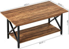 GreenForest Coffee Table with Storage, 43 inch Large Modern Coffee Tables for Living Room, X-Frame Design Farmhouse Coffee Table Space Saving Living Room Tables, Easy Assembly, Walnut