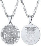 U7 St. Michael Necklace for Men Women Stainless Steel/18K Gold Plated Biblical Archangel Medal Round/Oval/Shield Patron Saint Christopher/Michael Pendant with 22" Box Chain