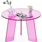 Acrylic Coffee Table Round, Clear Circle Modern Lucite Side Table Legs for Living Room, Bedroom, Office (Clear, 23.6“ × 15.7”)