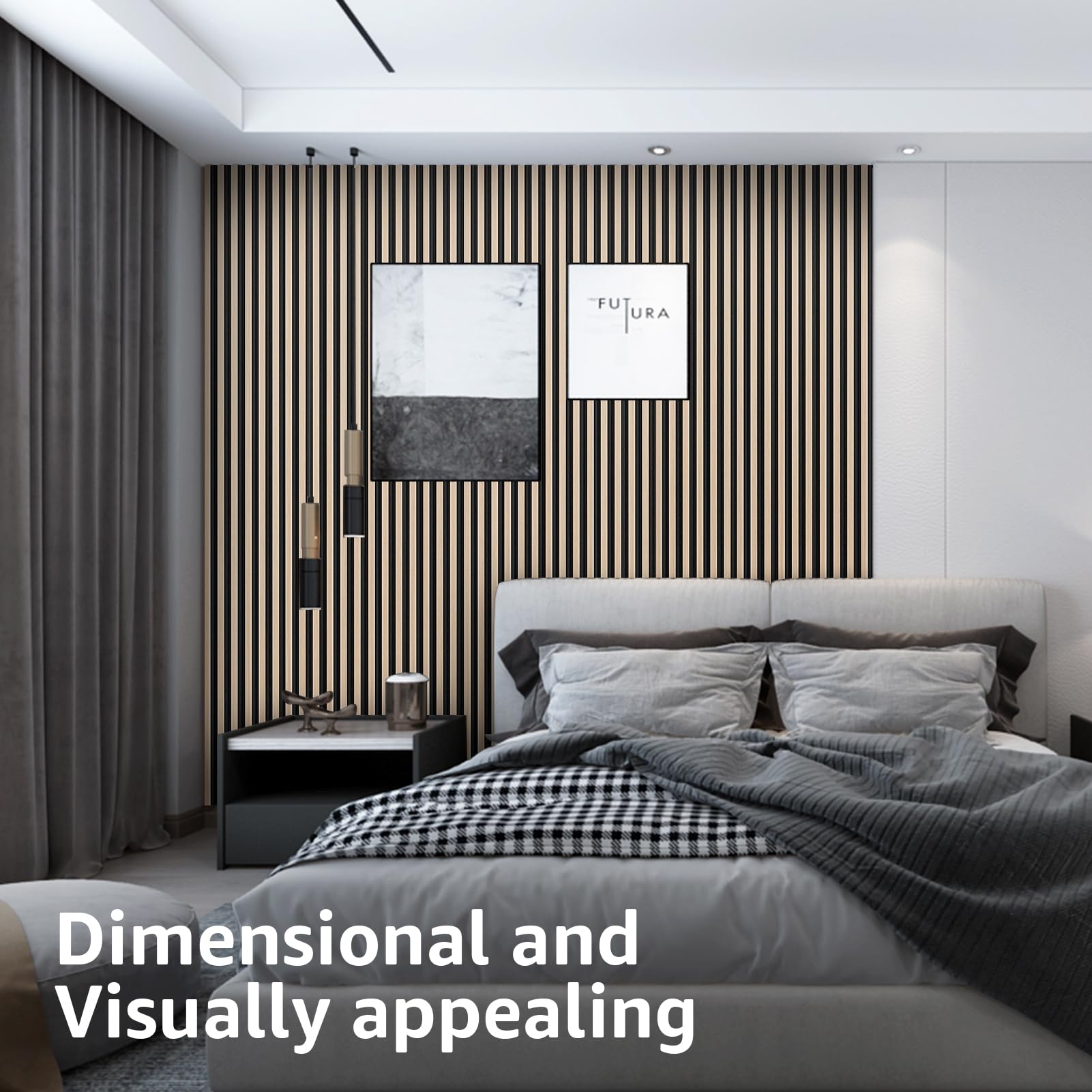 Art3d 8-Pack WPC Wood Slat Wall Panel for Interior Wall Décor, 3D Wood Fluted Acoustic Wall Paneling for Living Room Bedroom Home & Office Accent Wall Decor - 96 x 6 Inch Oak