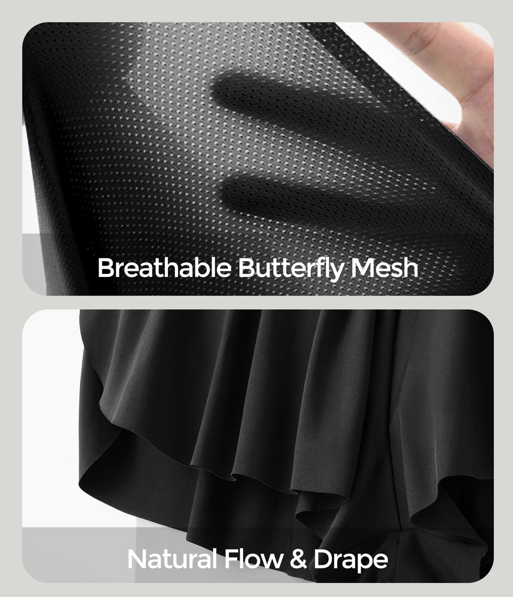 IUGA atletikshorts til kvinder med høj talje, butterfly-shorts, løse løbe-, trænings- og tennis-skorts med lommer, preppy tøj, sort