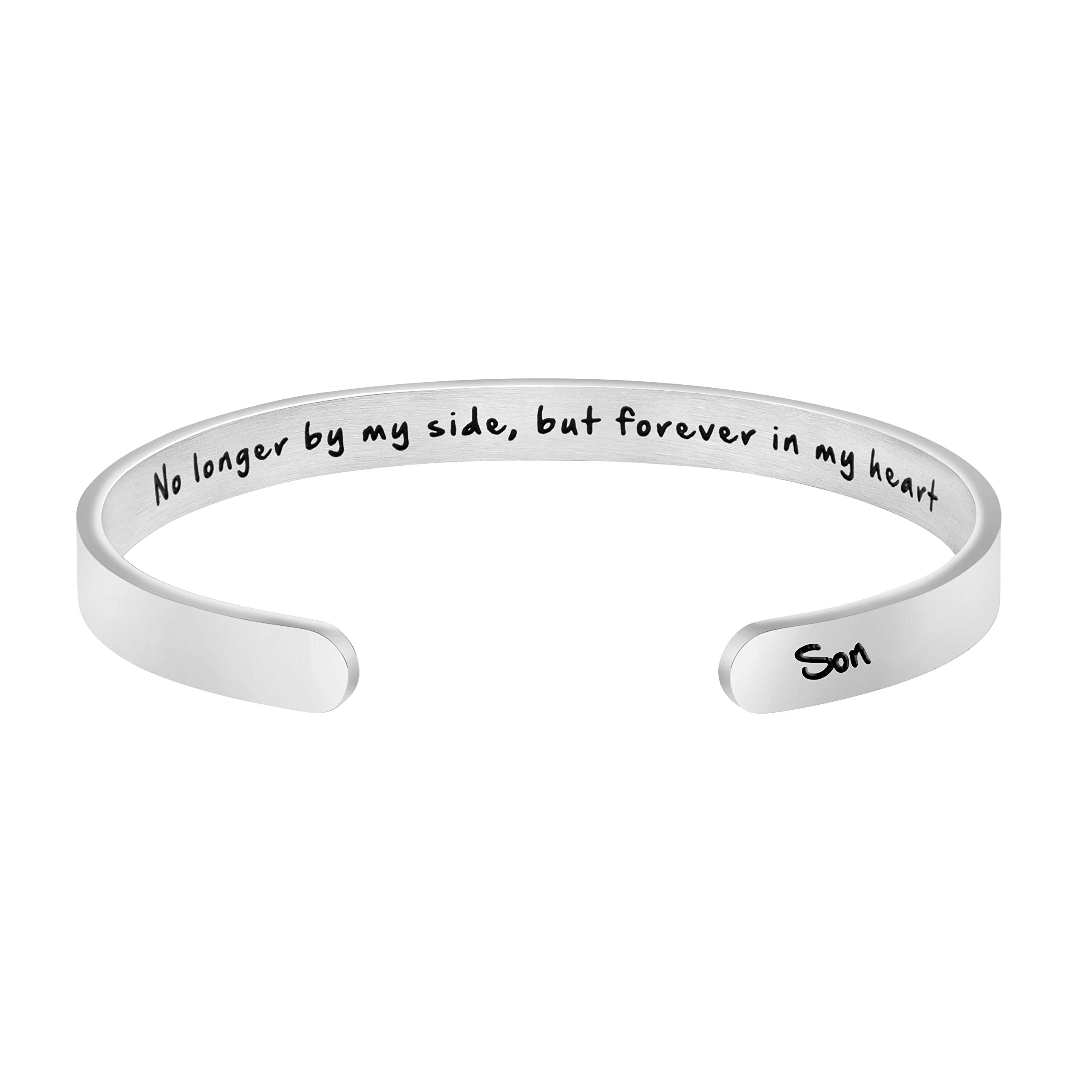JoycuFF Memorial Gifts for Loss of Mom Dad in Memory of Jewelry Sympathy Bracelet Bereavement Cuff Secret Message Engraved Grief Gifts for Women