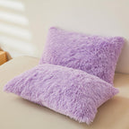 Fluffy Pink Faux Fur Comforter Cover Set，Fluffy Fuzzy Plush Pink Bedding 3Pcs (1 Faux Fur Duvet Cover +2 Fuzzy Pillowcases) Pink Fluffy Bed Set (Pink, Queen)